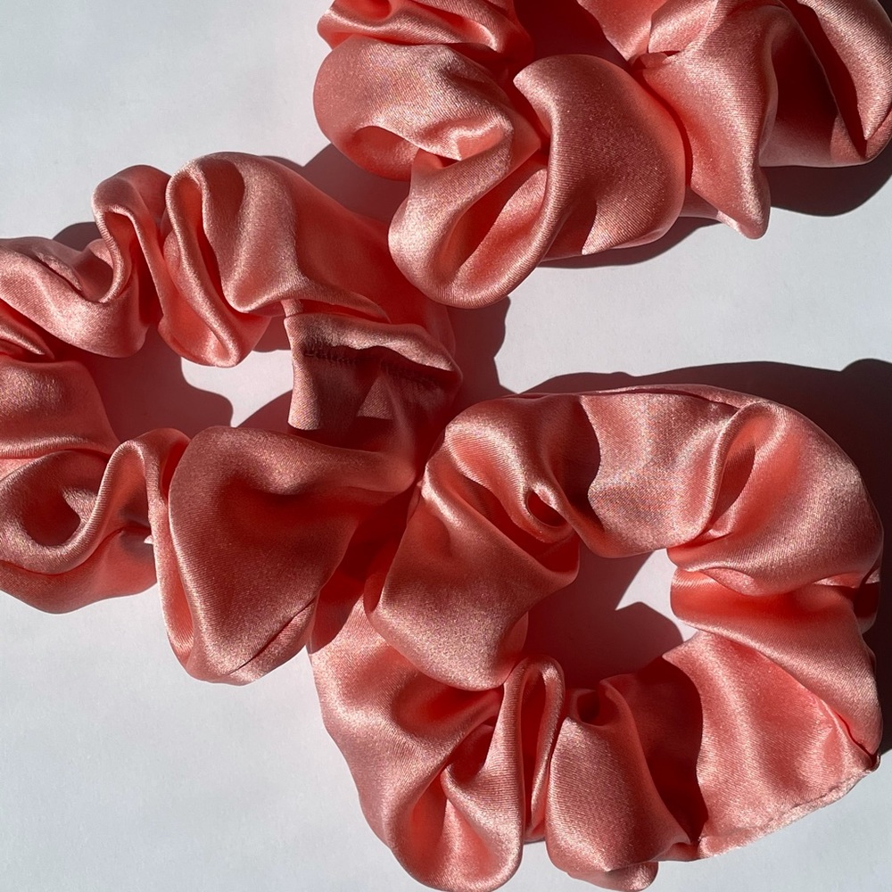 100% Pink Silk Scrunchie